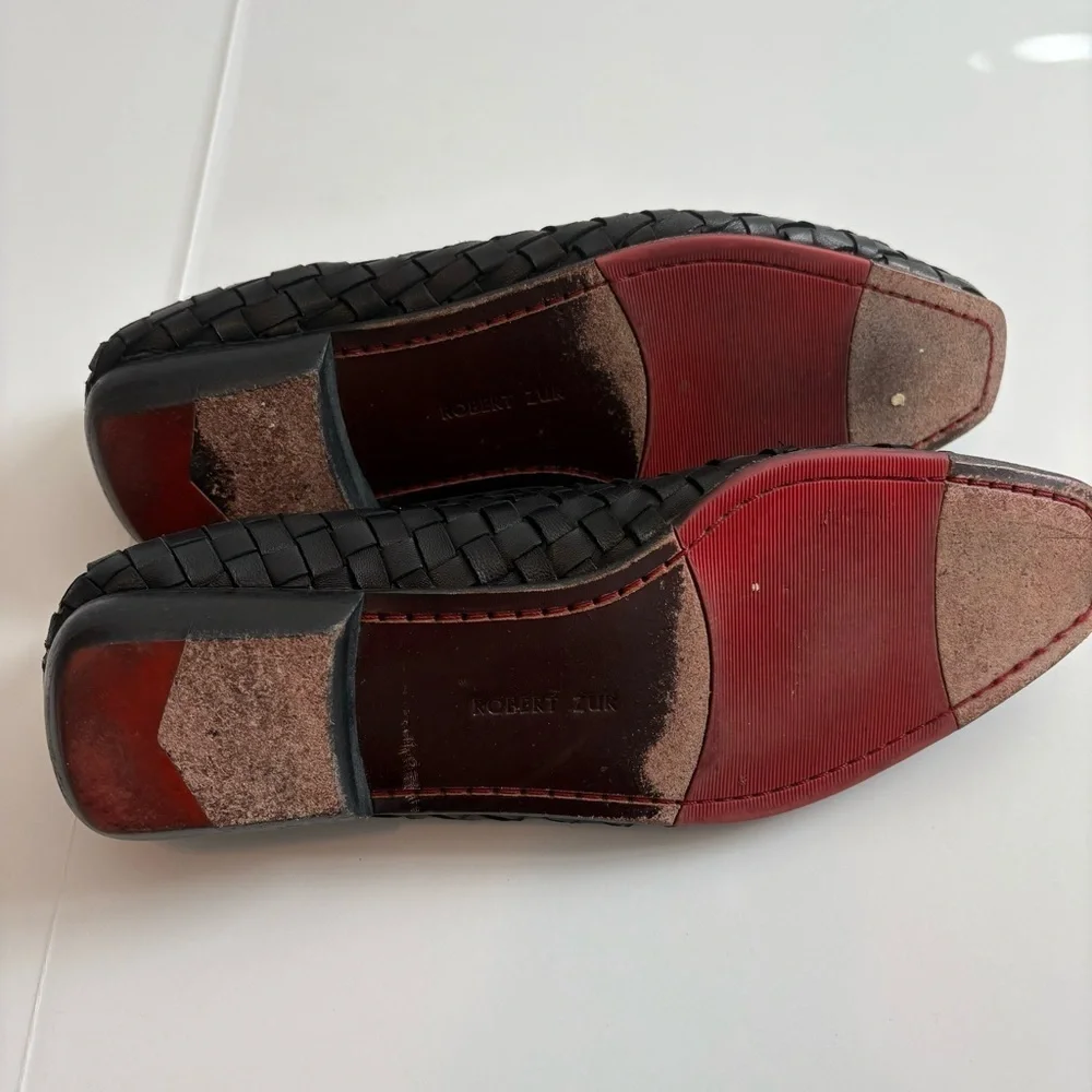 Robert Zur Black Woven Leather Flats - Picture 8 of 8